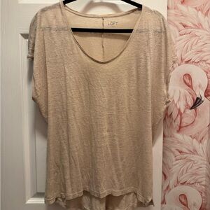 Ann Taylor Women's Beige Short Sleeve linen top